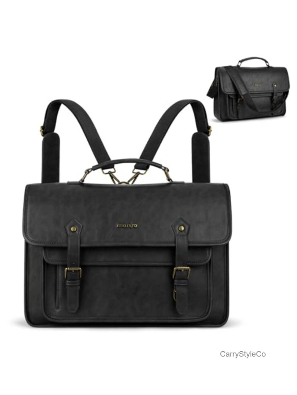 MOSISO 3 in 1 Laptop Bag 15.6 inch PU Leather Shoulder Bag Messenger Backpack